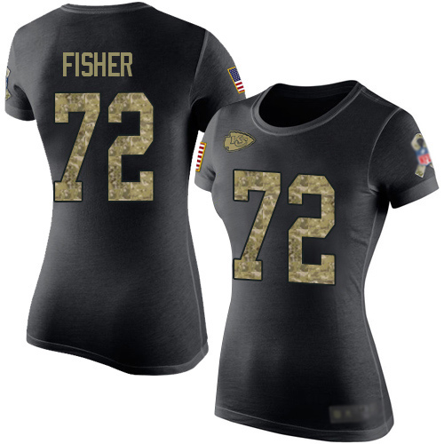 Women Football Kansas City Chiefs #72 Fisher Eric Black Camo Salute to Service T-Shirt->nfl t-shirts->Sports Accessory
